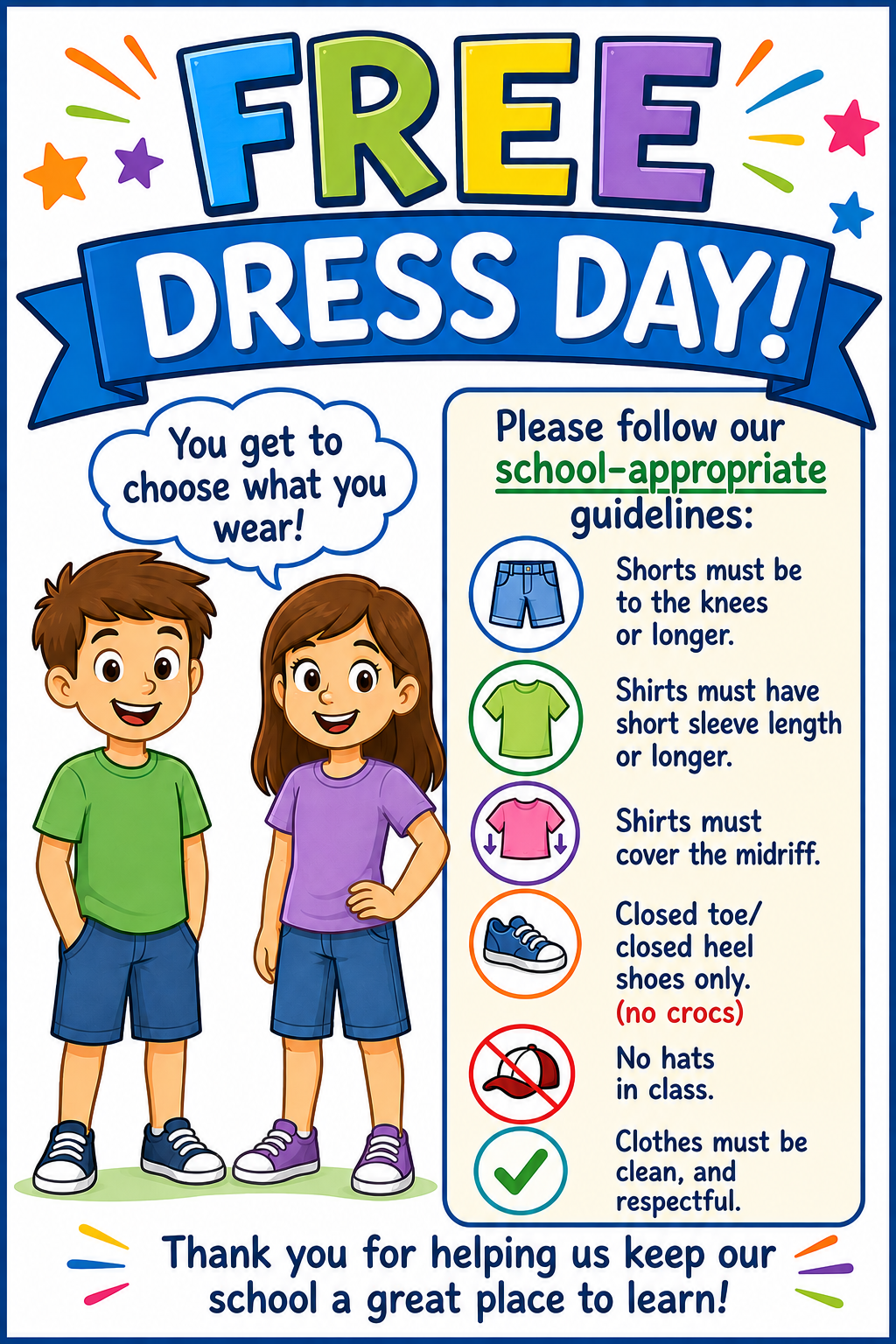 Free Dress Day Tomorrow!